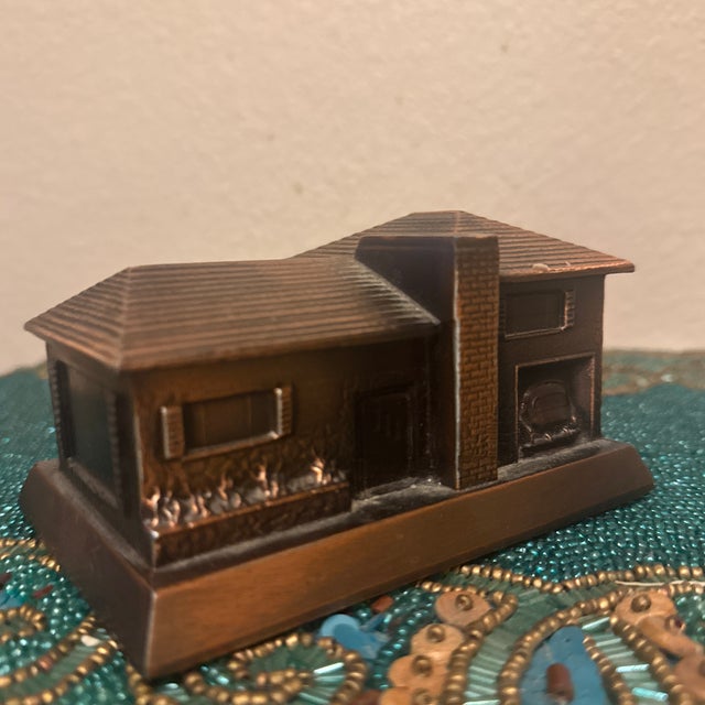 Metal Mid-Century Modern Cast Metal Split-Level House Sculptural Object For Sale - Image 7 of 12