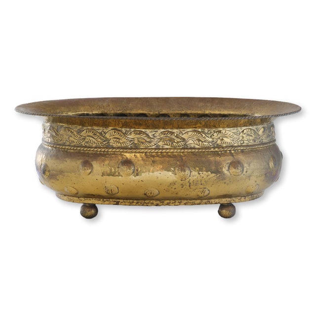 Mid-Century Modern 1960s Italian Baroque Style Brass Planter For Sale - Image 3 of 5