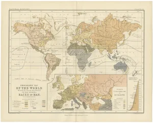 Ethnographic Map of the World by A.K. Johnston, 1852