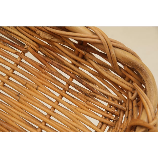 Mid-Century Chunky Rectangular Wicker Bread Basket With Handles For Sale - Image 13 of 18