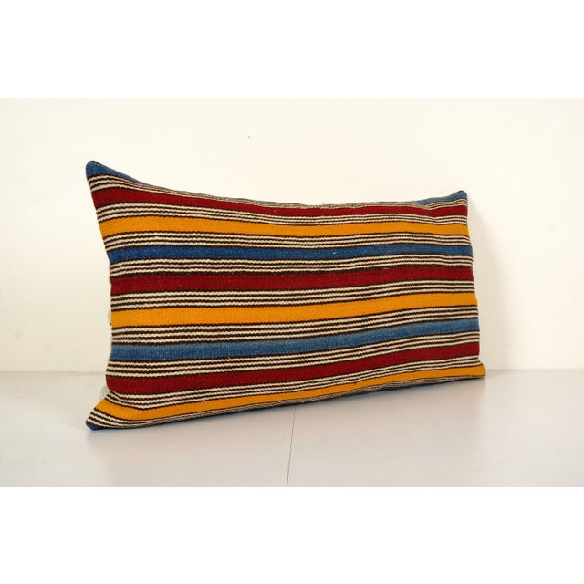 Mid-Century Modern Turkish Kilim Lumbar Pillow Cover For Sale - Image 3 of 4