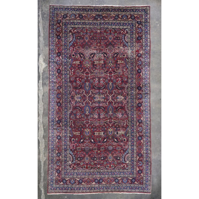 Burgundy Antique Persian Mashhad Rug - 10'05 X 18'11 For Sale - Image 8 of 9