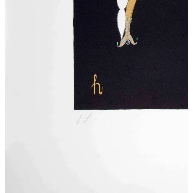 Modern Erté, Letter H, 1976, Lithograph and Screen Print For Sale - Image 3 of 4