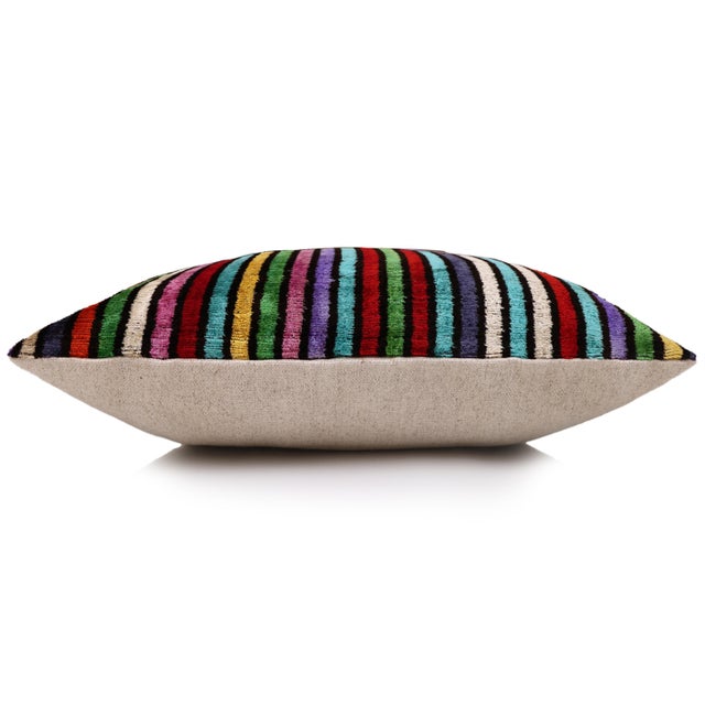 The Vibrant Multi-Color Geometric Silk Velvet Pillow - 20" X 20" For Sale - Image 4 of 8