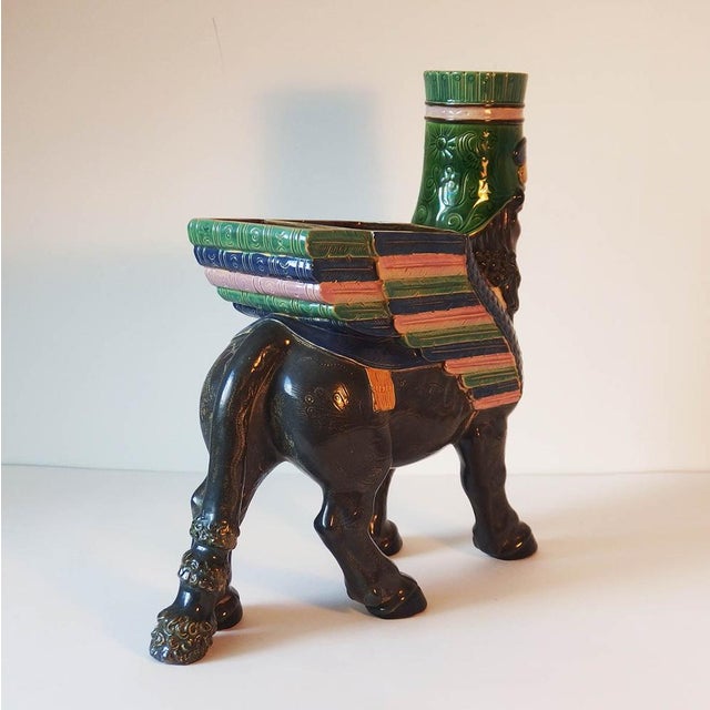 Blue Lamassu Ceramic Vase by Gerbing and Stephan For Sale - Image 8 of 13