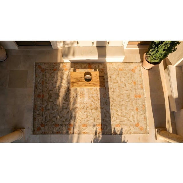 Champagne 1930s Tan Champagne Foliate Antique Chinese Art Deco Rug 10'2" X 13'9" Handknotted Wool Carpet For Sale - Image 8 of 9