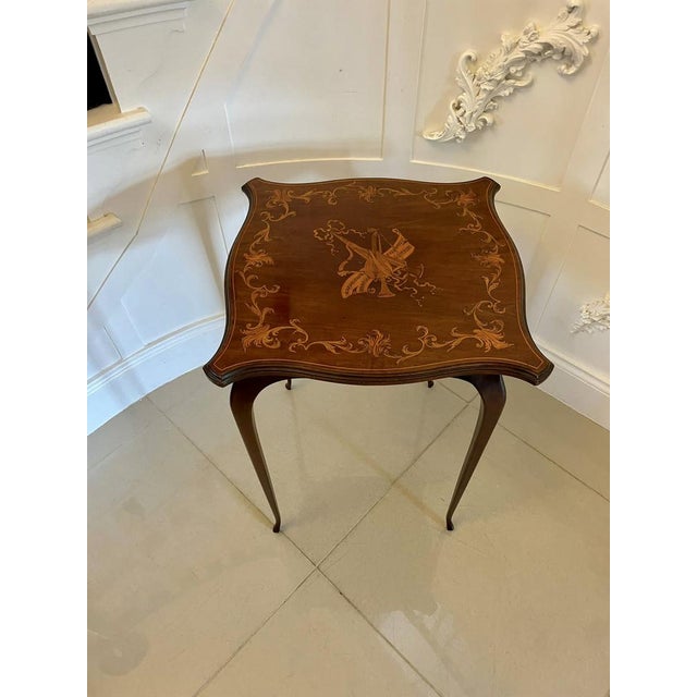 Victorian Marquetry Inlaid Mahogany Side Table, 1880s For Sale - Image 3 of 15