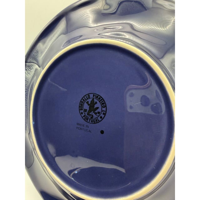 1990s Bordallo Pinheiro, Portugal Cobalt Blue Grapevine Collection Luncheon Plate, Set of 2 For Sale - Image 5 of 8