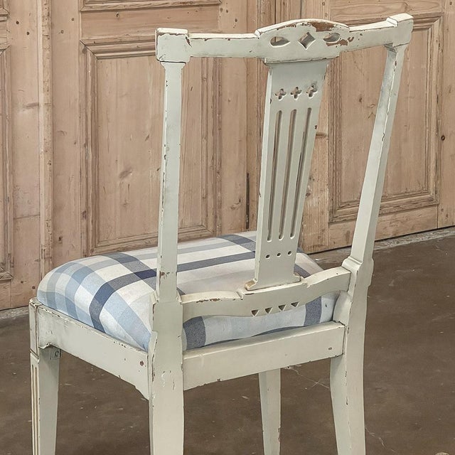Set of 6 Antique Swedish Gustavian Painted Dining Chairs Includes 2 Armchairs For Sale - Image 14 of 18
