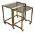 Nesting Tables Italian Design 1970 in Brass With Smoked Glass and Wheels - a Pair For Sale
