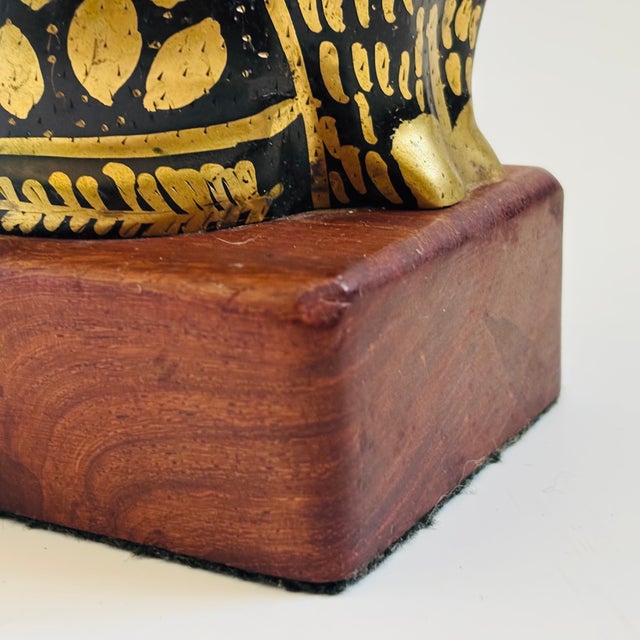 Vintage Brass and Wood Cat Bookends - Set of 2 For Sale - Image 11 of 14