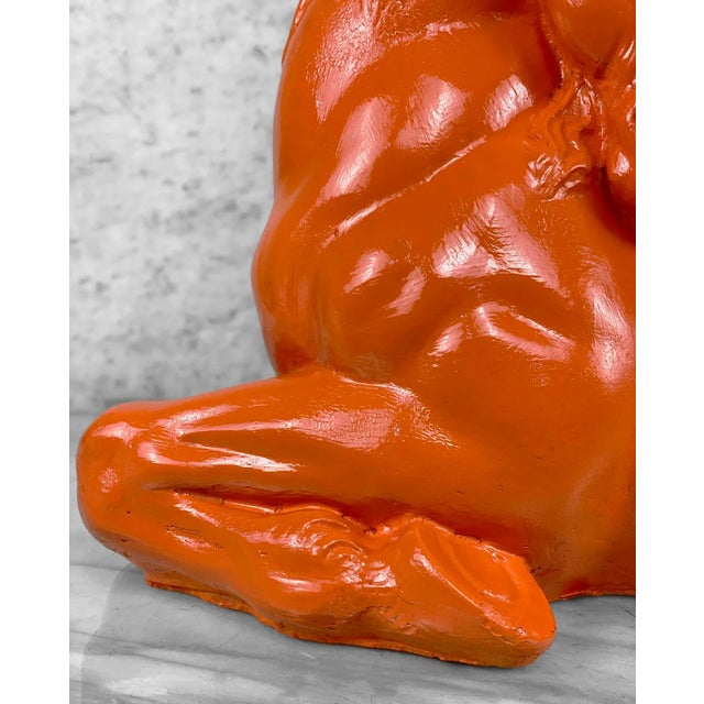 Sculpture Materials Vintage Hollywood Regency Large Orange Plaster Unicorn Sculpture For Sale - Image 7 of 10