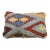 Arteverk Handwoven Afghan Kilim Lumbar Pillow — Gray & Red Diamond Medallion For Sale