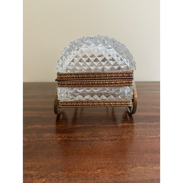 Vintage German Crystal & Bronze Carriage Jewelry Box For Sale - Image 10 of 11