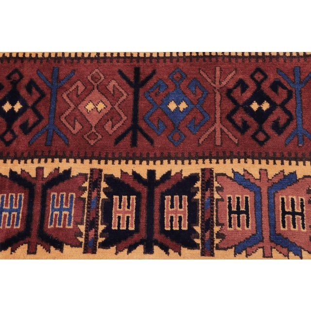 Rustic Kargahi 1980's Blue/Gold Wool Rug - 6'3'' X 9'6'' For Sale In New York - Image 6 of 9