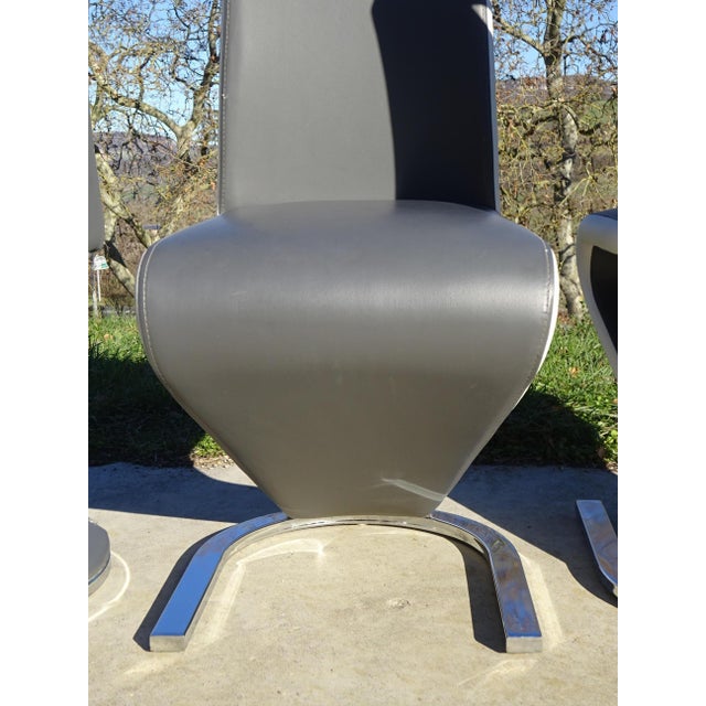 Chrome Base Zig Zag Chairs, 2000s, Set of 3 For Sale - Image 9 of 18