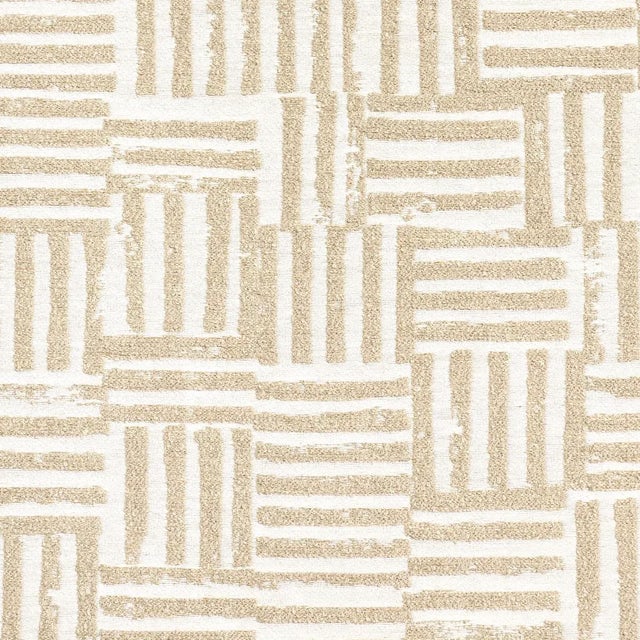 Contemporary Schumacher x Caroline Z Hurley Patchwork Fabric in Sand For Sale - Image 3 of 4