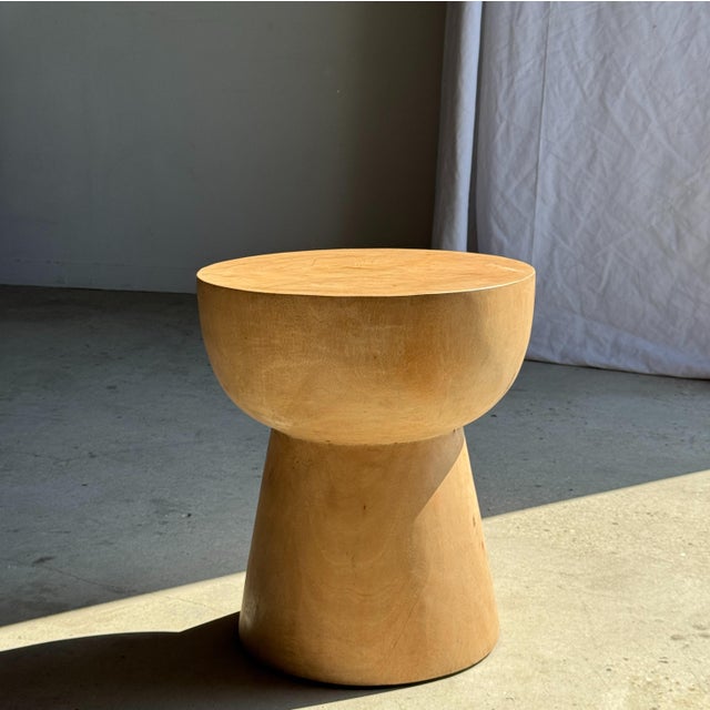1980s Side Table with Hemispherical Top in Beige Mango Wood, 1980s For Sale - Image 5 of 18
