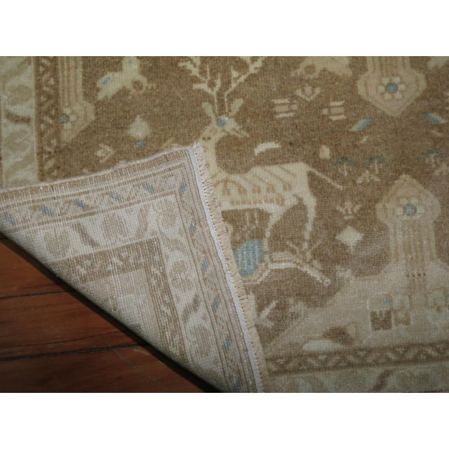 Mid 20th Century Pair of Neutral Tabriz Pictorial Reindeer Mats For Sale - Image 4 of 6