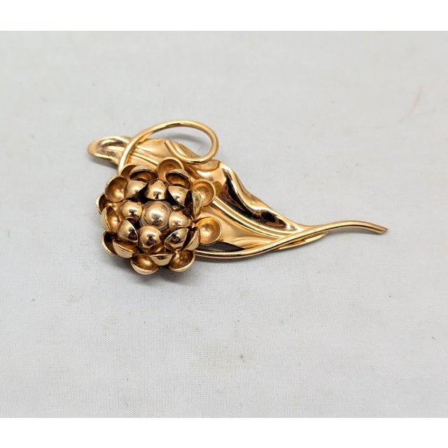 Mid-Century Modern Vintage 1968 Signed Napier Goldtone 3d Thistle Brooch For Sale - Image 3 of 7