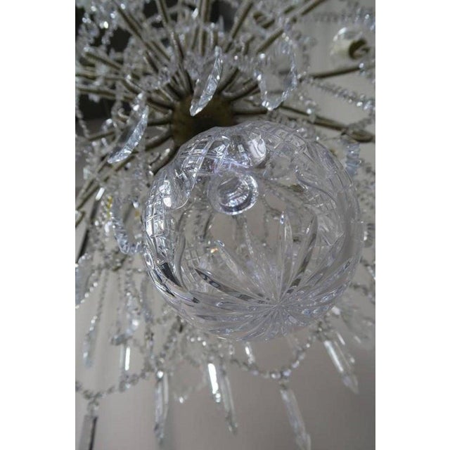 Metal Louis XV Style Italian Crystal Beaded Arm Chandelier, Circa 1940s For Sale - Image 7 of 8