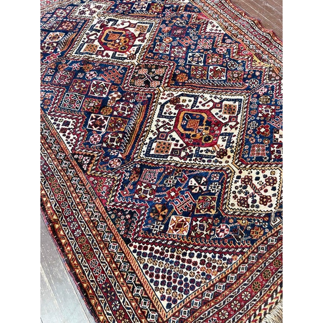 Textile Antique Persian Qashqai Rug 4'8" X 6'3" For Sale - Image 7 of 9