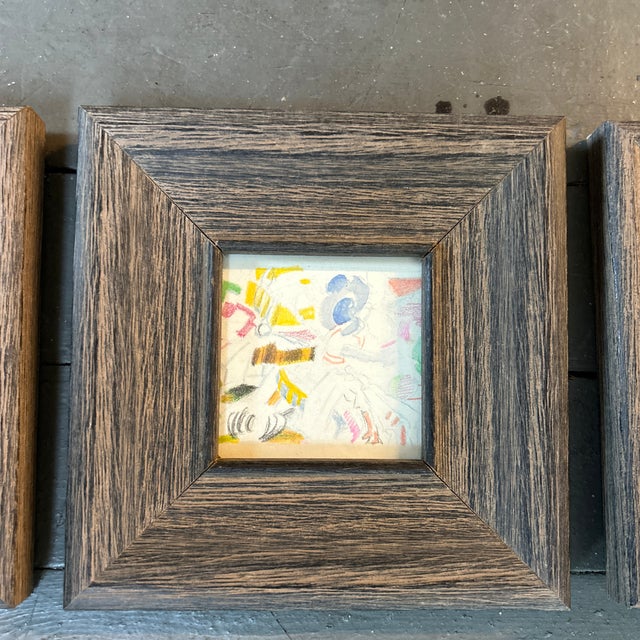 Abstract Three 1950’s Original Abstract Expressionist Watercolor Paintings / Drawings - Set of Three For Sale - Image 3 of 6