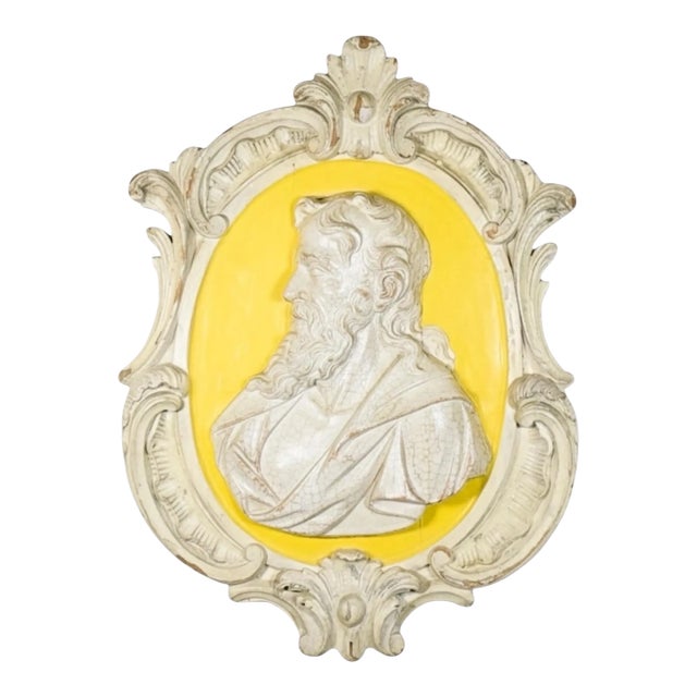 Monumental Early 20th-C. Italian Carved Wood Neo-Classical Style Wall Plaque For Sale