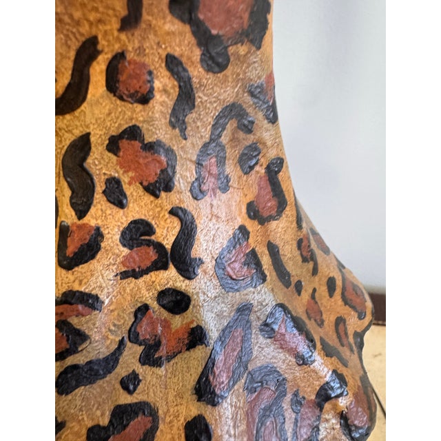Hollywood Regency Late 20th Century Bill Huebbe Signed Monkey Double-Arm Table Lamp With Leopard Coat For Sale - Image 3 of 11
