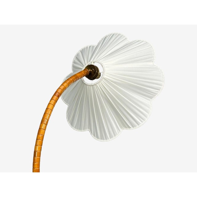 Wood 1930s Mid Century Modern, Organic Floor Lamp, Wood, Silk, Sweden For Sale - Image 7 of 12