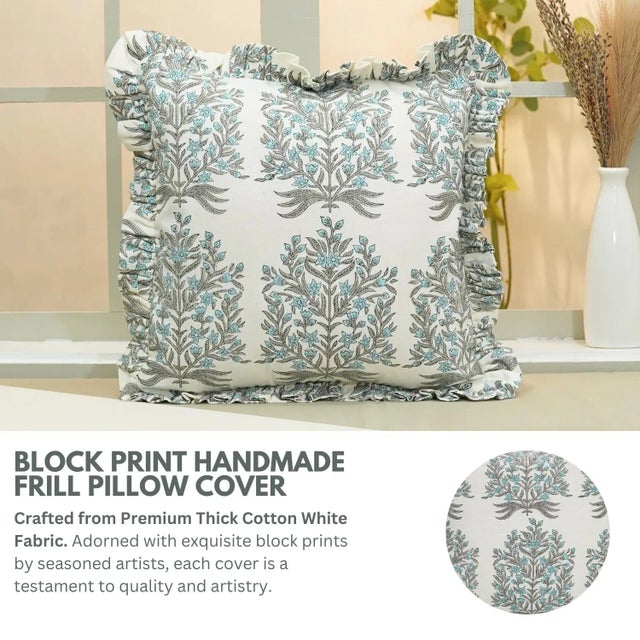 * Hand block print cushion cover – Crafted using traditional techniques for authentic design. * Thick cotton white fabric...