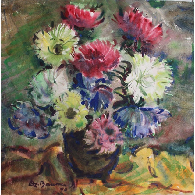Dzidra Bauma, Asters, 1990, Watercolor For Sale - Image 6 of 6