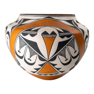 Mid-Century Native American Indian Southwest Acoma Pottery Olla by F. Aragon