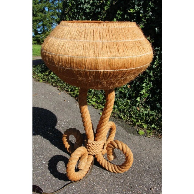 Large Rope and Raffia Lamp by Audoux Minnet, 1960s For Sale - Image 3 of 6