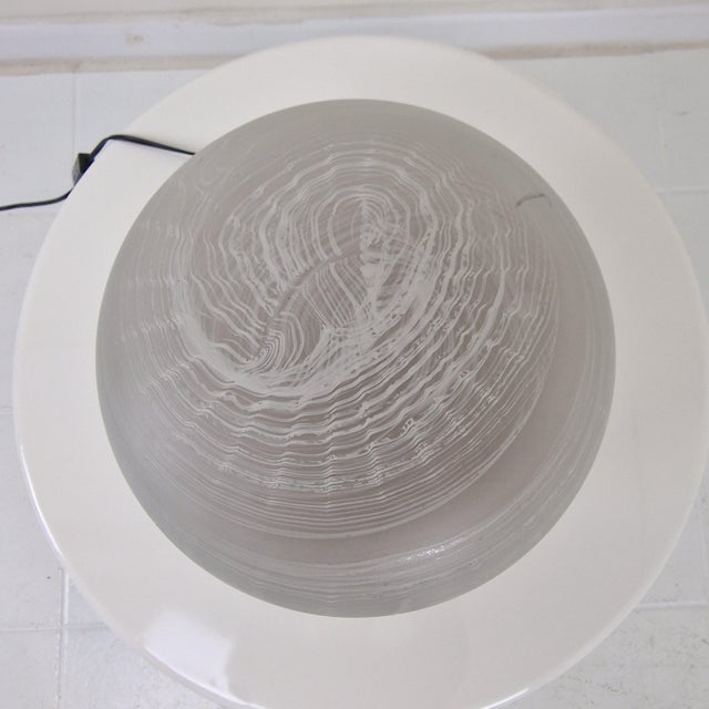 White Vintage Hand-Blown Murano Glass Table Lamp, Italy, 1970 For Sale - Image 8 of 13
