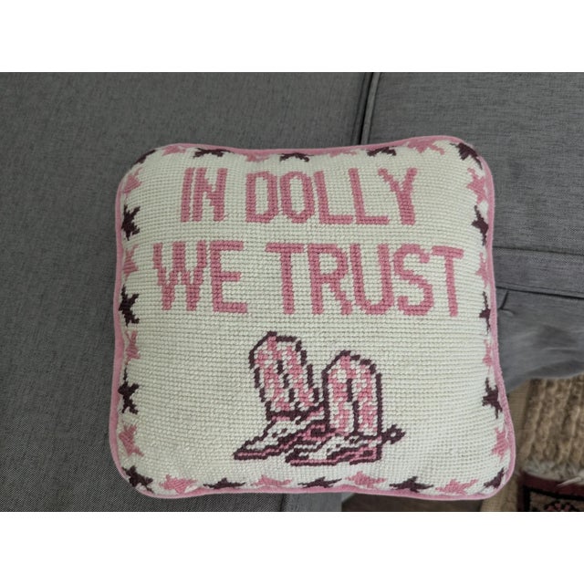 American Dolly Parton Country Western Pop Art Style Needlepoint Pillow For Sale - Image 3 of 10