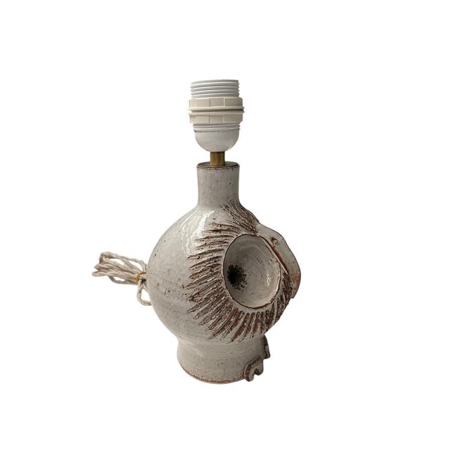 Mid-Century Modern Vintage Ceramic Owl Lamp from Vallauris, 1970 For Sale - Image 3 of 6
