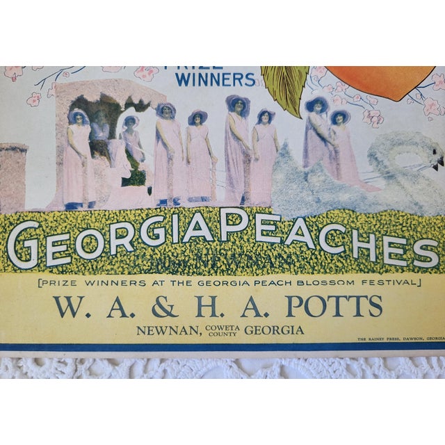 Farmhouse 1920s/1930s Coweta Brand Prize Winners - Georgia Peaches - Georgia Peach Blossom Festival For Sale - Image 3 of 5