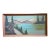 Mid-Century Folk Art Mountain Cabin Landscape Oil Painting in Walnut Frame For Sale