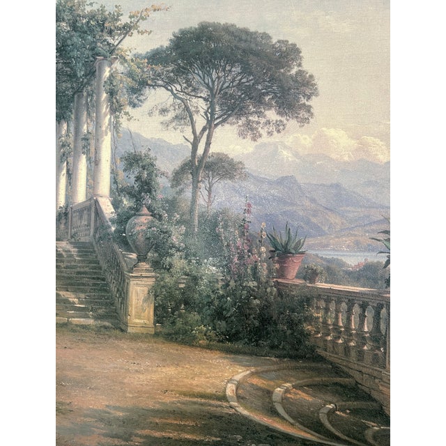 Italian Gorgeous Framed Vintage Textured Canvas Italian Balcony Scene For Sale - Image 3 of 11