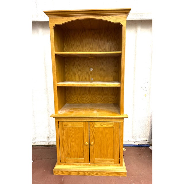 Oak Wood Media Cabinet For Sale - Image 4 of 6