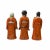Chinese Distressed Orange Color Fenghsui Fok Lok Shao Figure Set For Sale - Image 4 of 5