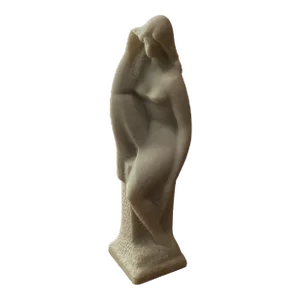 “Woman Sitting“ Original Vintage Modern Cast Marble Stone Composition Sculpture Statue a Nude by Vincent Glinsky