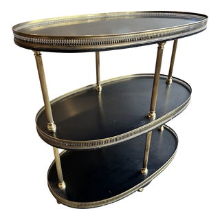 Mid 20th Century Oval Bar Liquor Cart Server Attributed to Maison Jansen For Sale