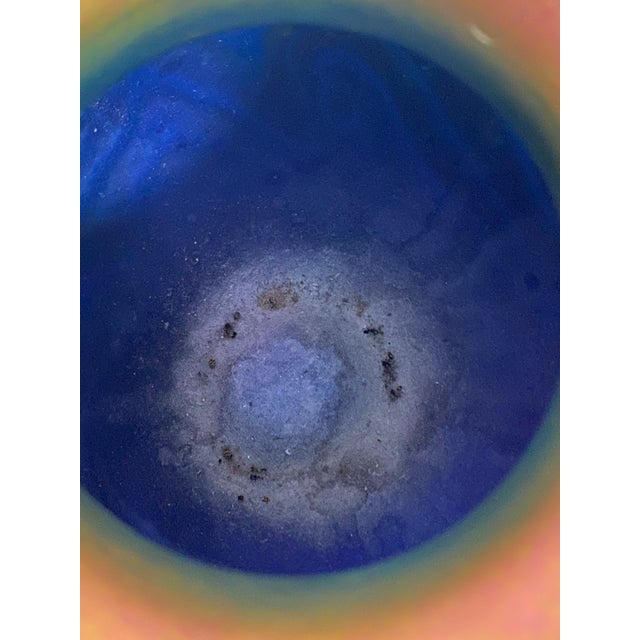 Signed Lundberg Studios Iridescent Art Glass Vase For Sale - Image 9 of 10