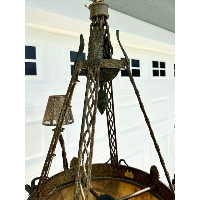 1990s Maitland-Smith Penn Shell Bronze Chandelier W/Rams Heads For Sale - Image 11 of 12
