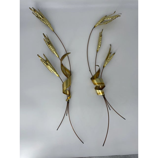 Mid 20th Century Brass and Copper Wheat Sheaf Wall Art - a Pair For Sale - Image 5 of 8