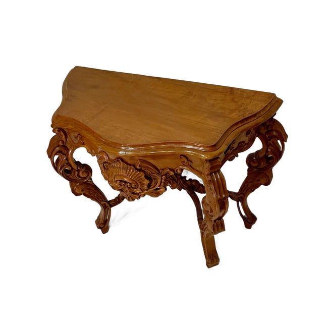 Early 20th Century Early 20th Century Heavily Carved Rococo Wood Console Table For Sale - Image 5 of 11