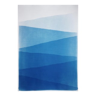 2026, Minimalist Abstract Landscape, Blue Mountains, Handmade Cyanotype Monotype on Watercolor Paper by Kind of Cyan For Sale