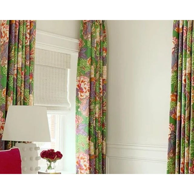 Thibaut Honshu by Thibaut Drapery Panels, Green For Sale - Image 4 of 4